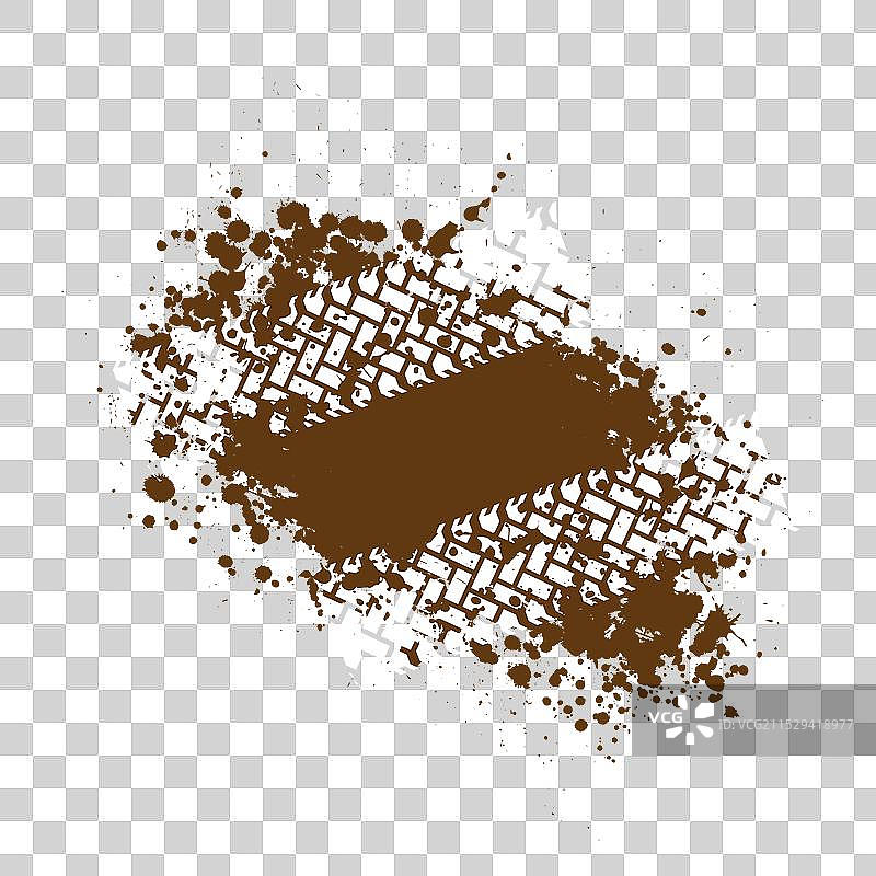 棕色磨损的墨水污点与卡车轮胎痕迹图片素材