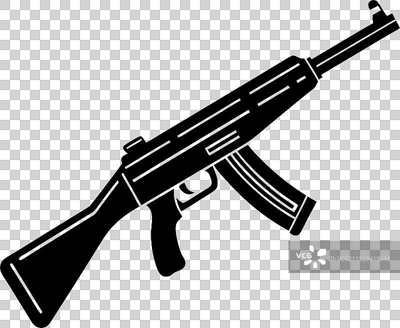 斯登冲锋枪轮廓黑色图片素材