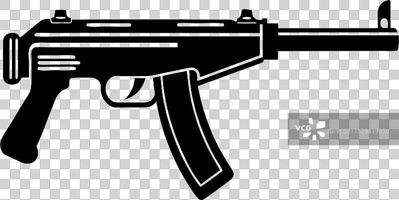 斯登冲锋枪轮廓黑色图片素材