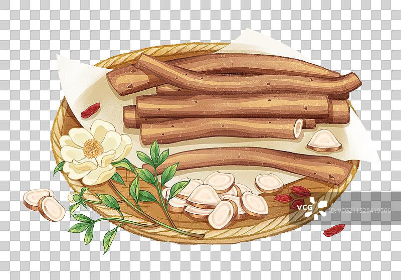 中国传统文化中医养生中草药药材医疗用品之白芍图片素材