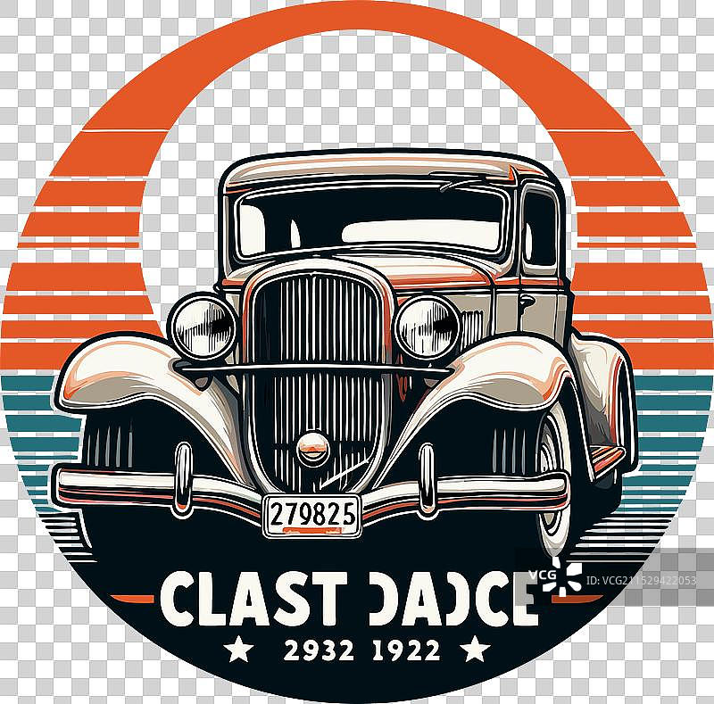 经典汽车复古T恤设计图片素材