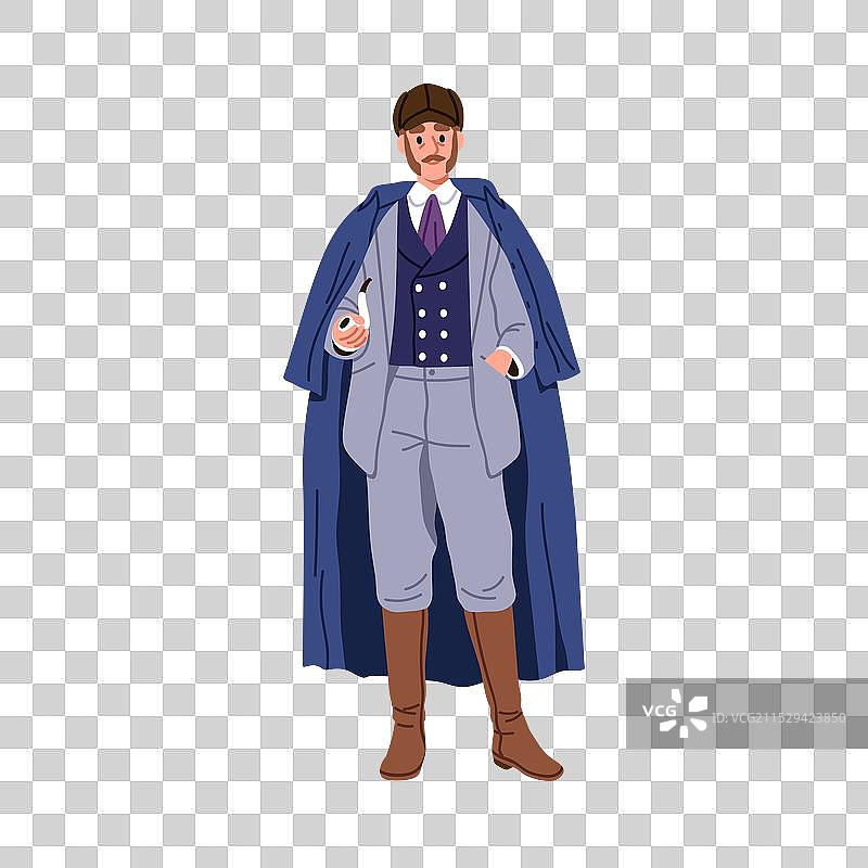 维多利亚时代侦探穿着19世纪的时尚服装图片素材
