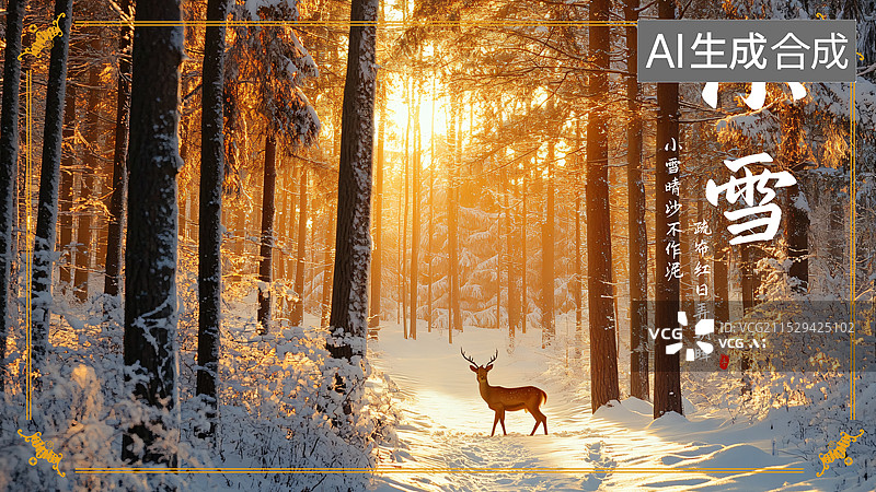 【AI数字艺术】传统二十四节气小雪节气海报图片素材