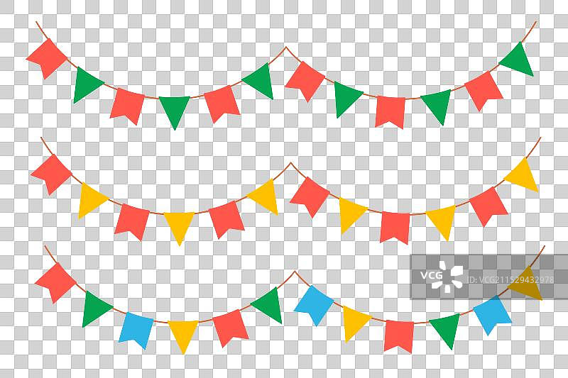 五彩缤纷的旗帜飘带孤立在白色背景上图片素材