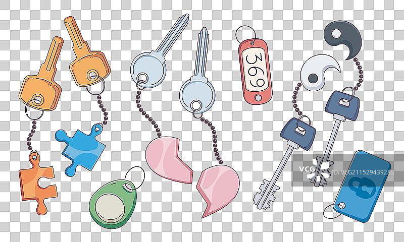 金属环上的房屋或汽车钥匙和钥匙扣图片素材