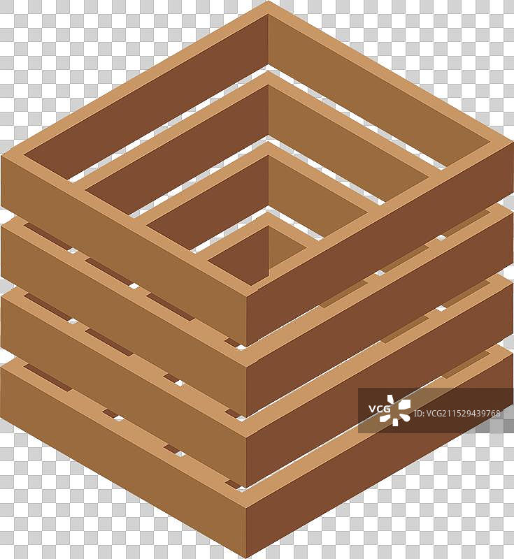 空的方形木箱放在白色背景上图片素材