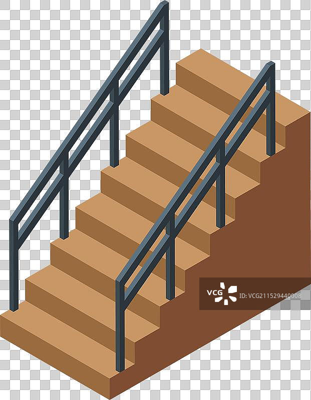 向上延伸的楼梯和扶手图片素材
