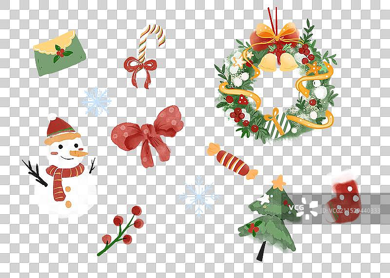 手绘风卡通圣诞节素材图片素材