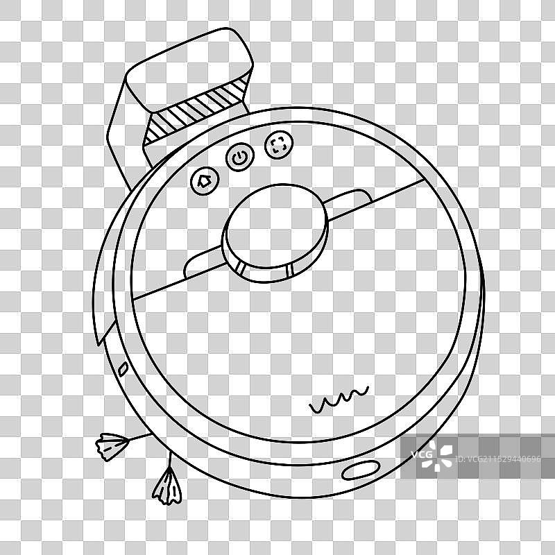 可爱的涂鸦机器人吸尘器与充电底座图片素材