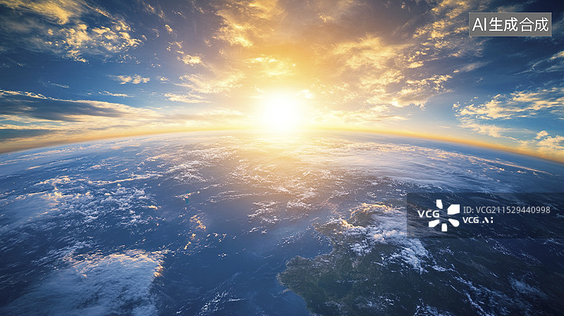 【AI数字艺术】在太空上航拍地球图片素材