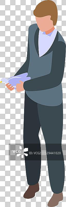 商人手持象征和平的鸽子图片素材