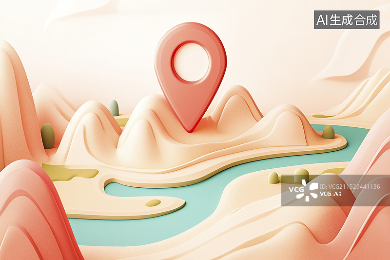 【AI数字艺术】三维定位导航系统图片素材