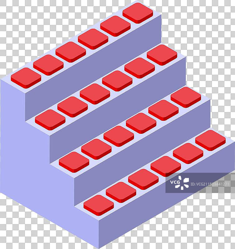 带有红色座椅的空看台等距图标图片素材