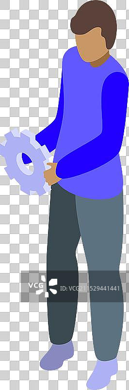 年轻技术人员手持齿轮进行工程作业图片素材