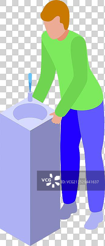 年轻男子在公共场所饮用清水图片素材