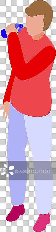 年轻男子站着喝水瓶里的水图片素材