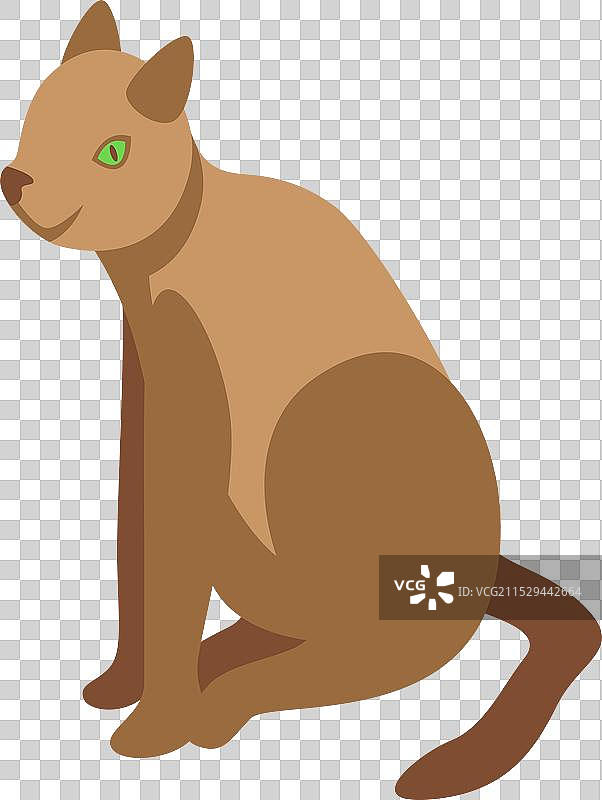 棕色猫咪坐着，绿眼睛等距图标图片素材