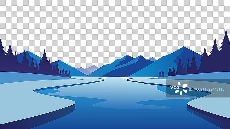 一条宁静的河流蜿蜒穿过如画的风景图片素材