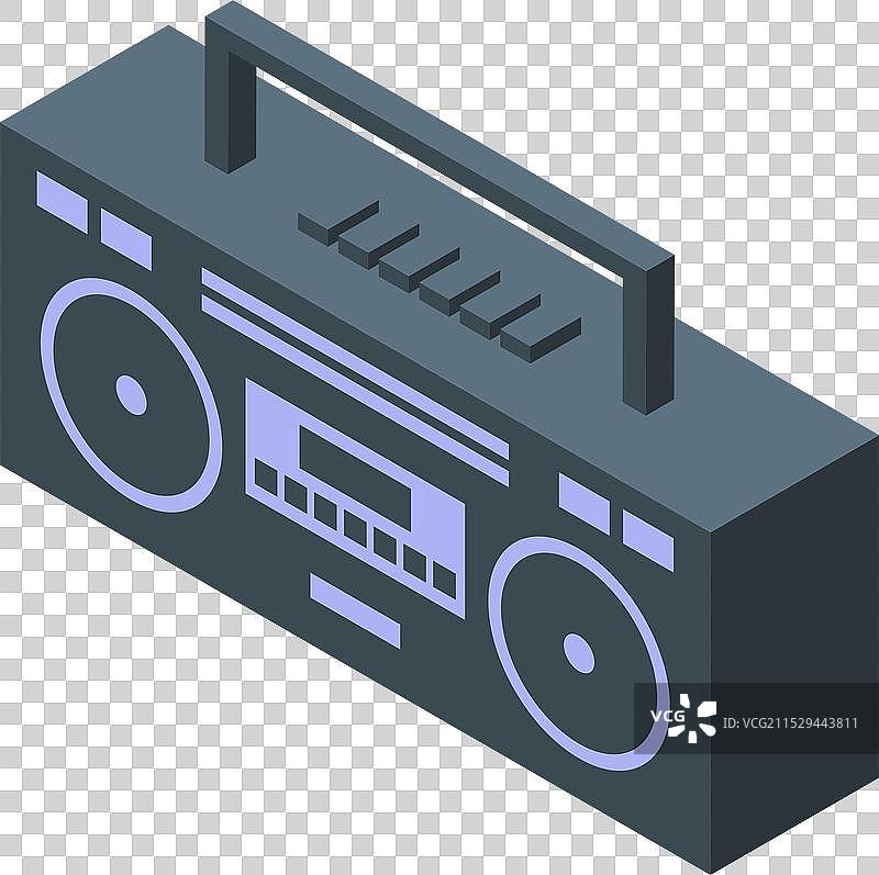 等距的音响盒子，带把手播放音乐图片素材