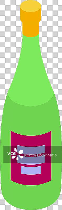 绿色玻璃酒瓶放在白色背景上图片素材