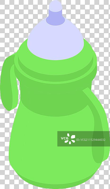 绿色带手柄的婴儿奶瓶正放在上面图片素材