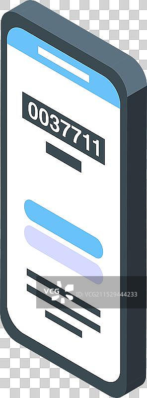 显示排队号码的智能手机等距图标图片素材