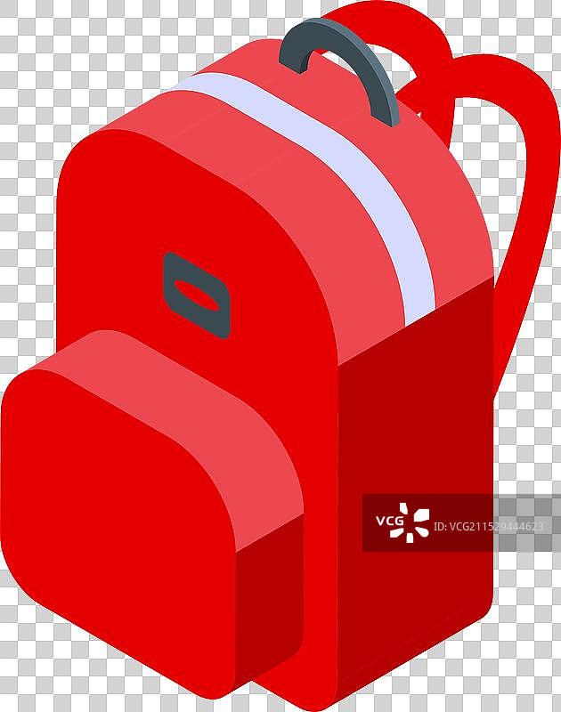 红色学校背包的等轴视图，带有大口袋图片素材