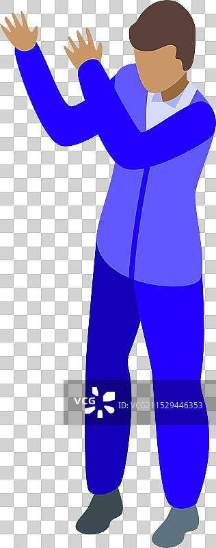 年轻男子举手表示投降姿势图片素材