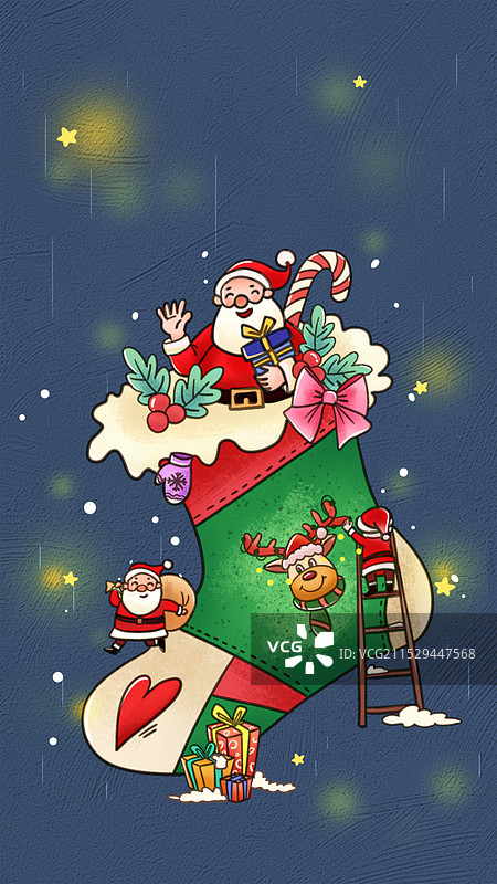 圣诞快乐 圣诞老人 圣诞袜子圣诞插画图片素材