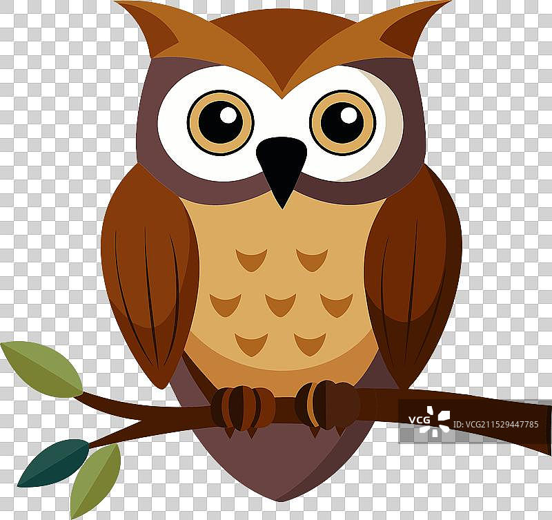 一只艺术风格的猫头鹰栖息在树枝上图片素材