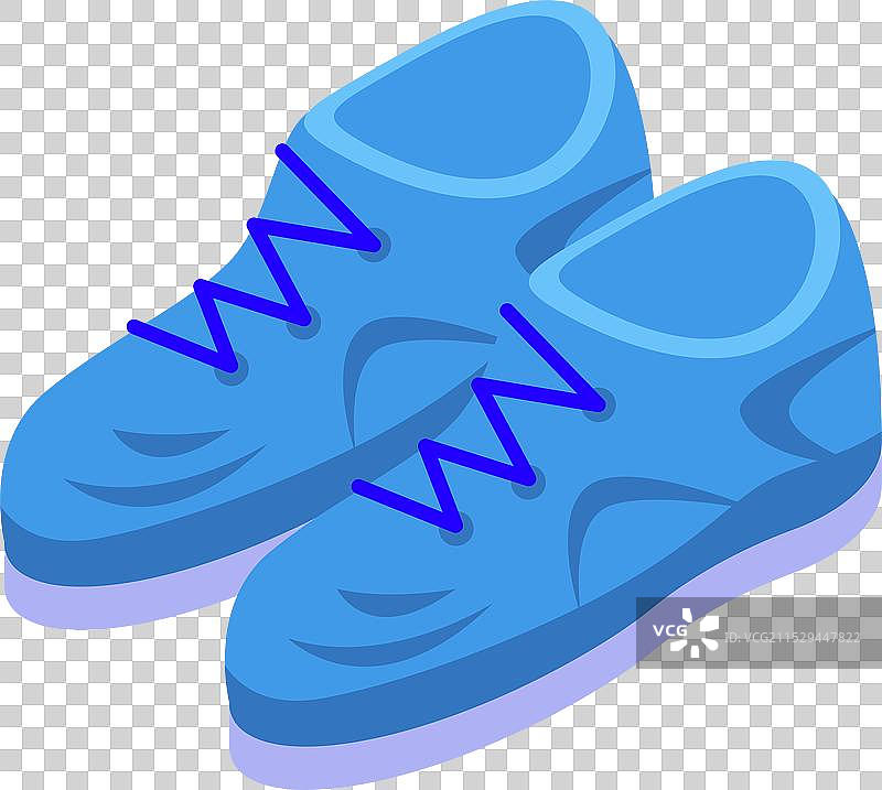 一双带蓝色鞋带的蓝色运动鞋等距图图片素材