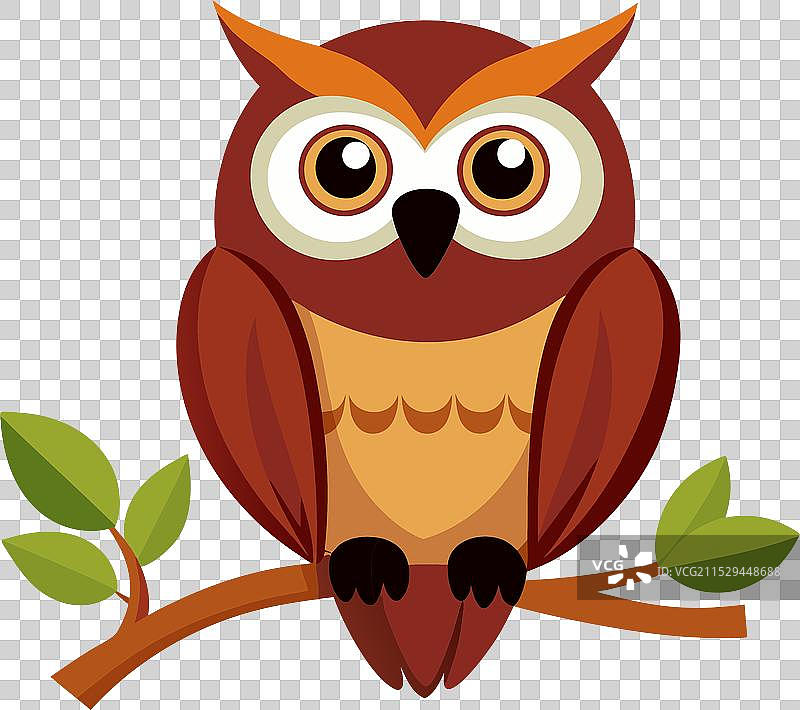 一只艺术风格的猫头鹰栖息在树枝上图片素材