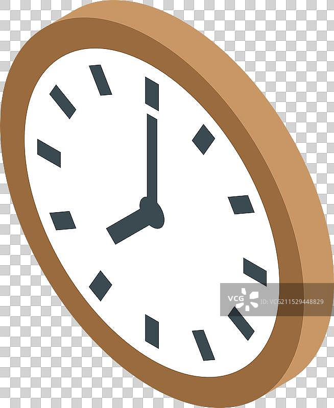 白色背景上的圆形挂钟显示时间图片素材