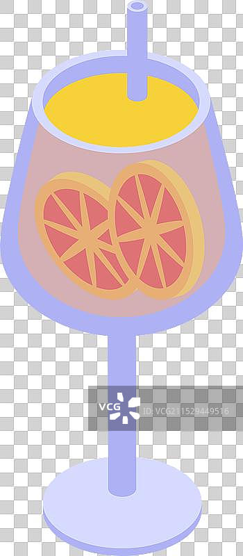 等距图形的玻璃杯，盛有橙色鸡尾酒图片素材