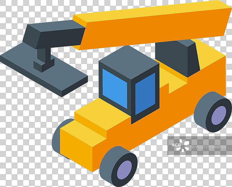 黄色移动起重机正在吊起建筑材料图片素材