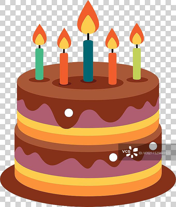 生日巧克力蛋糕上插着五彩蜡烛图片素材
