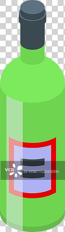 绿色酒瓶静置在白色背景上图片素材