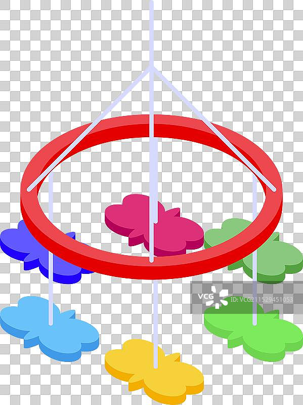 五彩缤纷的婴儿吊饰，悬挂着蝴蝶图片素材