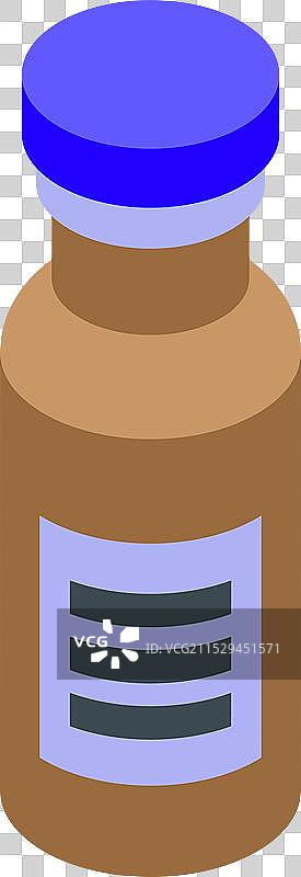 小型蓝盖医疗瓶等距图标图片素材