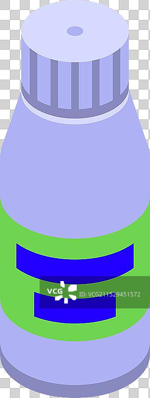 带绿色标签的医用玻璃瓶等轴测图图片素材