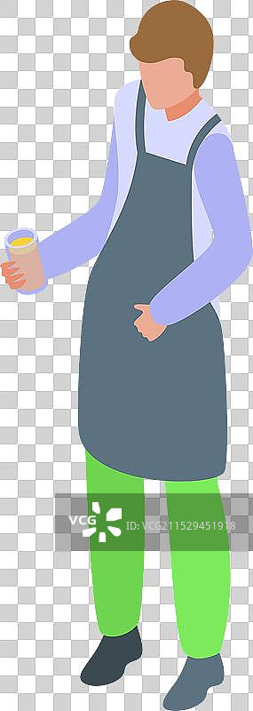 咖啡师手持橙汁的等距图像图片素材