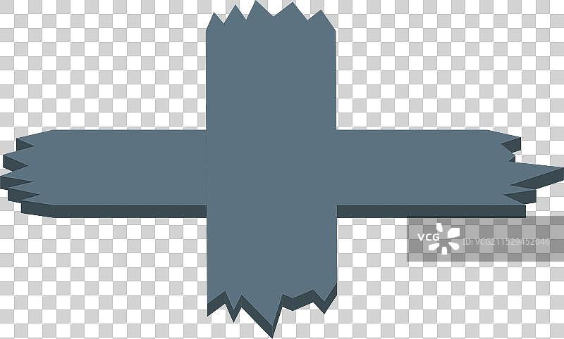 灰色胶带在白色背景上形成十字形图片素材