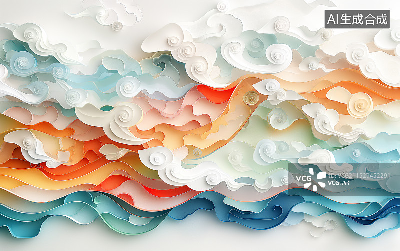【AI数字艺术】中国风祥云背景图片素材