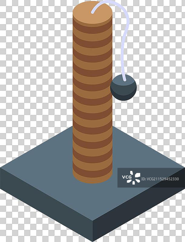 猫抓柱上挂着一个球，稳稳地竖立着。图片素材