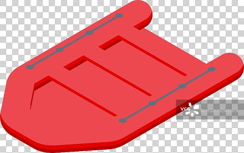 红色充气船在水面上漂浮，呈现3D效果图片素材