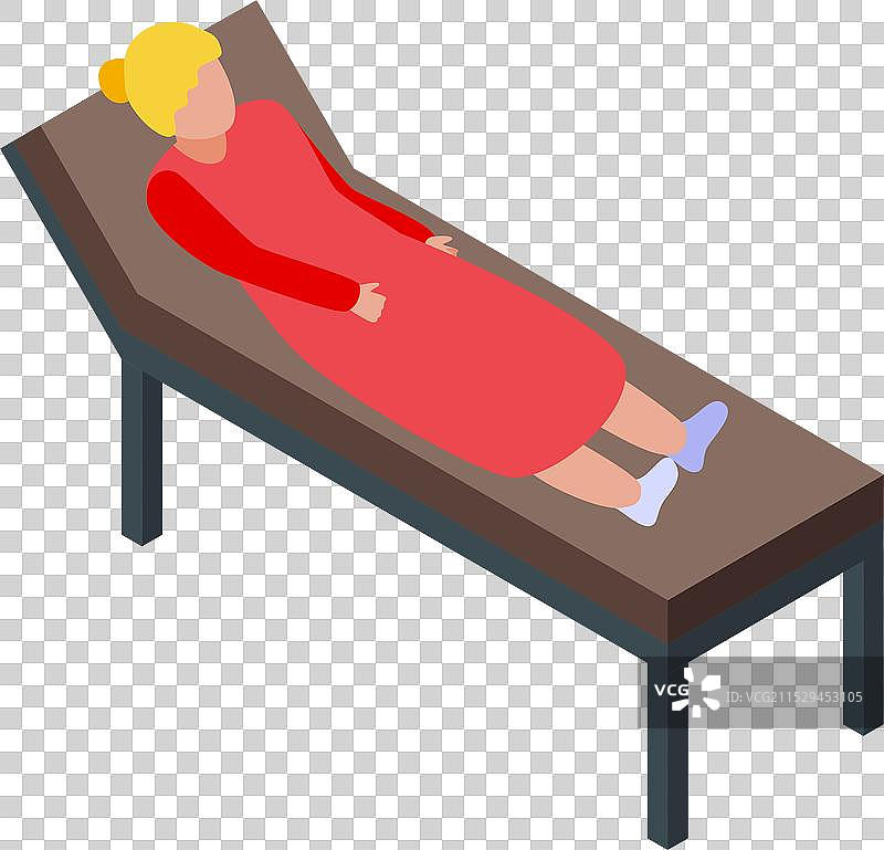 女性患者躺在医疗床上恢复中图片素材