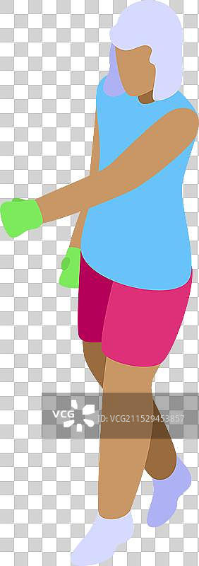 穿着手套的女性园丁走动（等距视图）图片素材