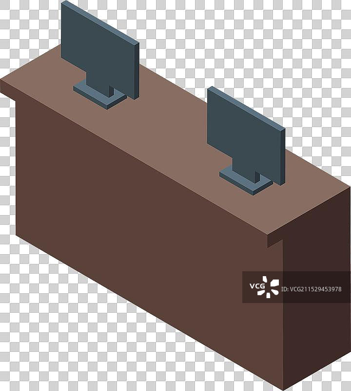 带有两台电脑的银行柜台等距图图片素材