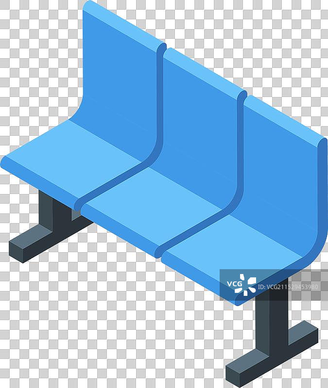 蓝色等候室座椅等距图图片素材