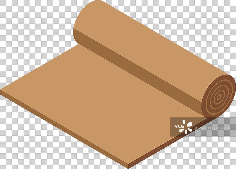 卷起的棕色等边瑜伽垫用于健身图片素材